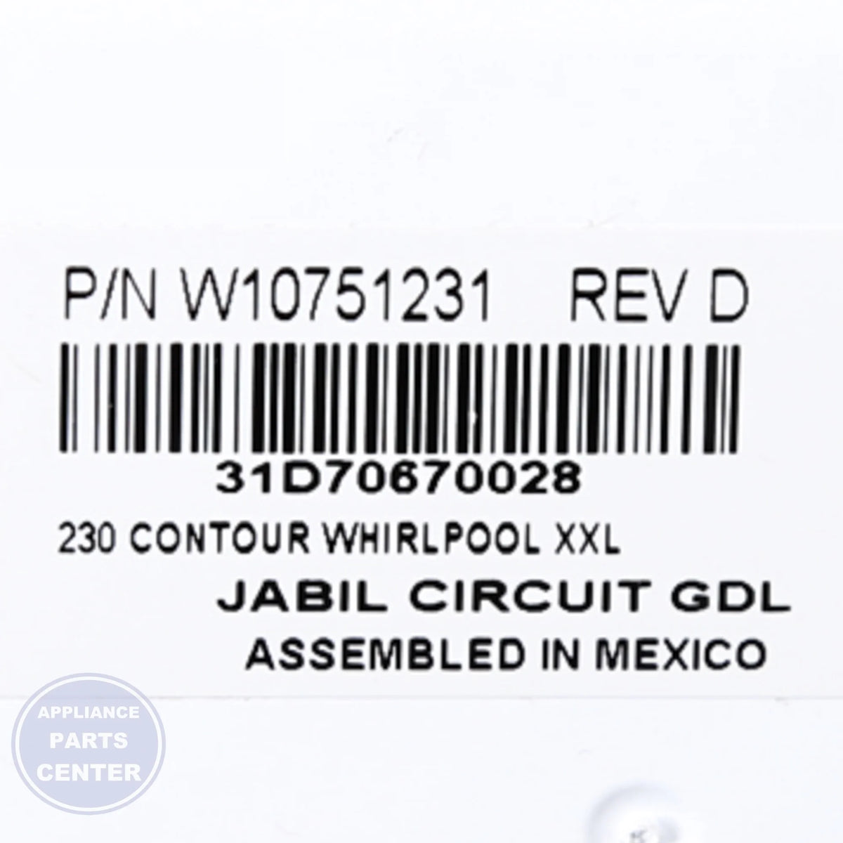 CNTRL-ELEC W10862400 - Detailed view of precise technical details