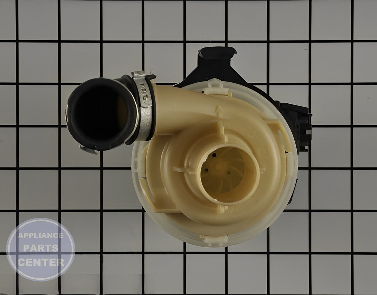 WHIRLPOOL DISHWASHER PUMP MOTOR W10894668 - Side view with precise measurements