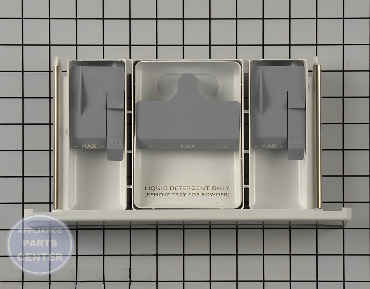 WHIRLPOOL WASHER DISPENSER DRAWER W10919352 - Main view showing precise detergent distribution for WPL Washing Machines