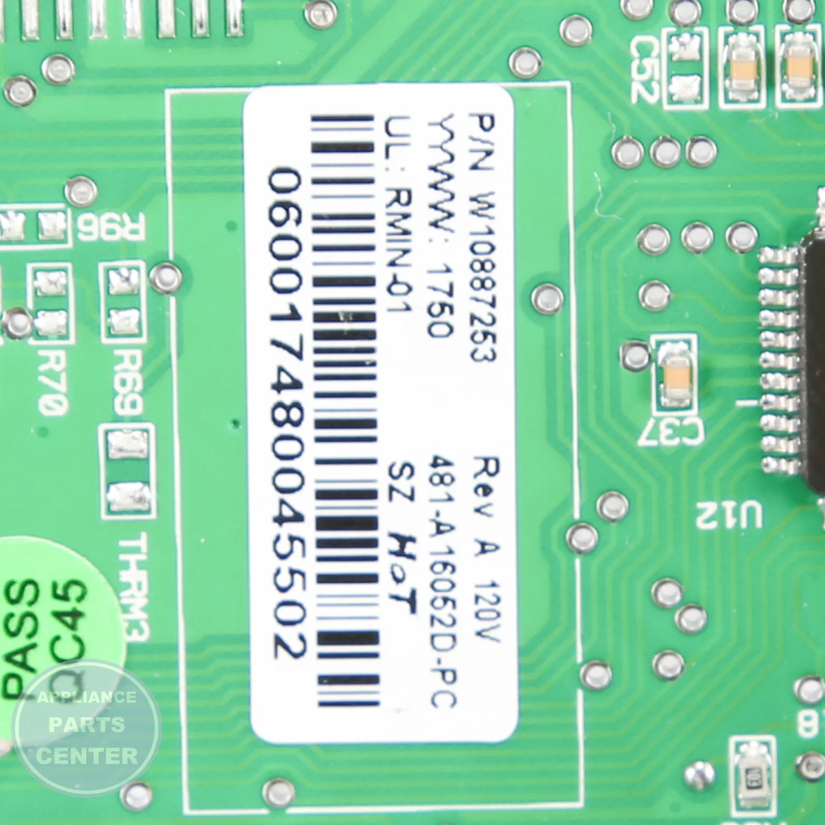 CNTRL-ELEC W11035837 - Side view with precise technical specifications