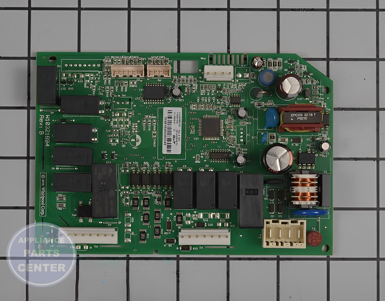 WHIRLPOOL REFRIGERATOR ELECTRONIC CONTROL BOARD W11035841 - Main view showing circuit board design for compatible models