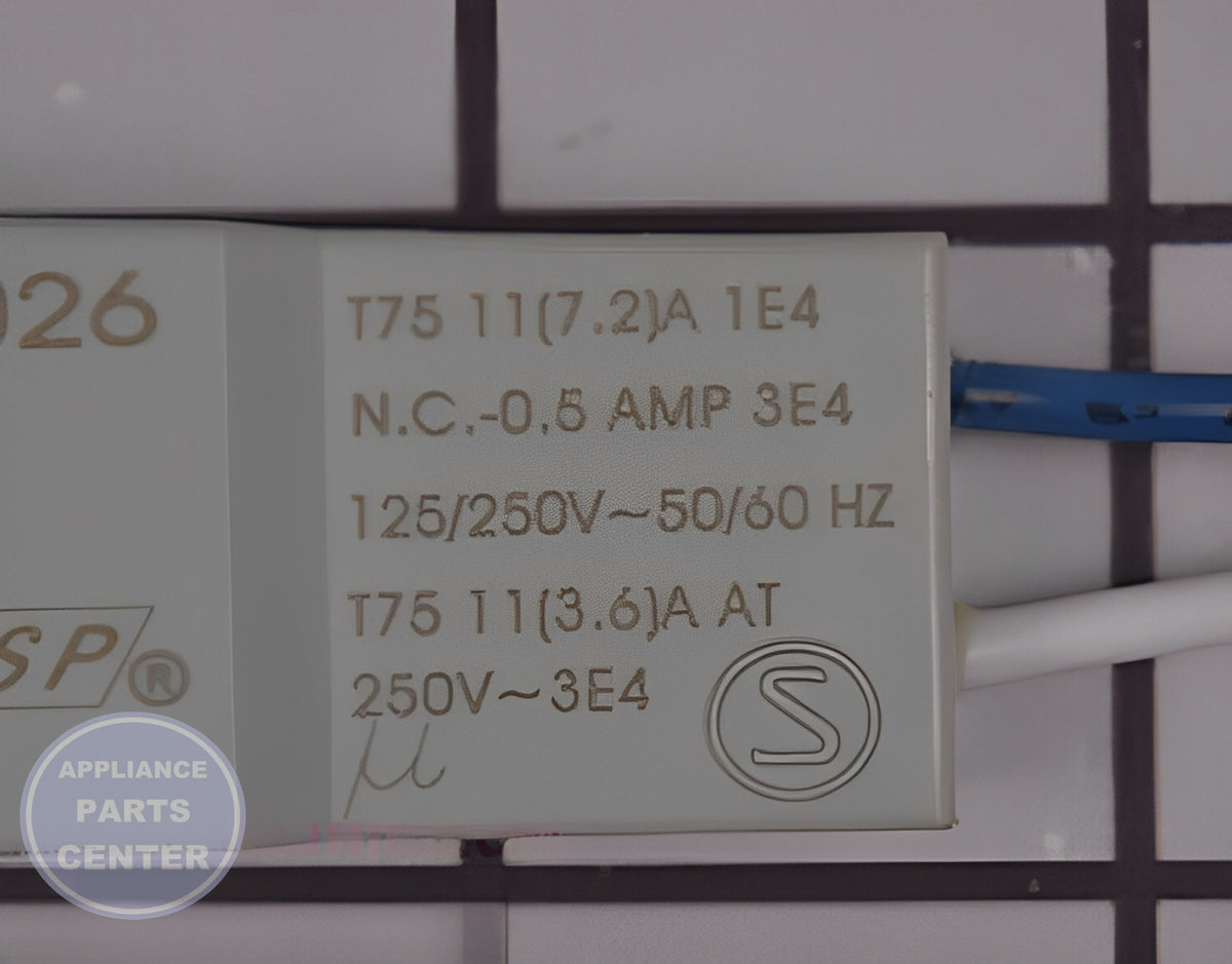WHIRLPOOL DOOR SWITCH W11036551 - Side view with precise measurements for accurate fit