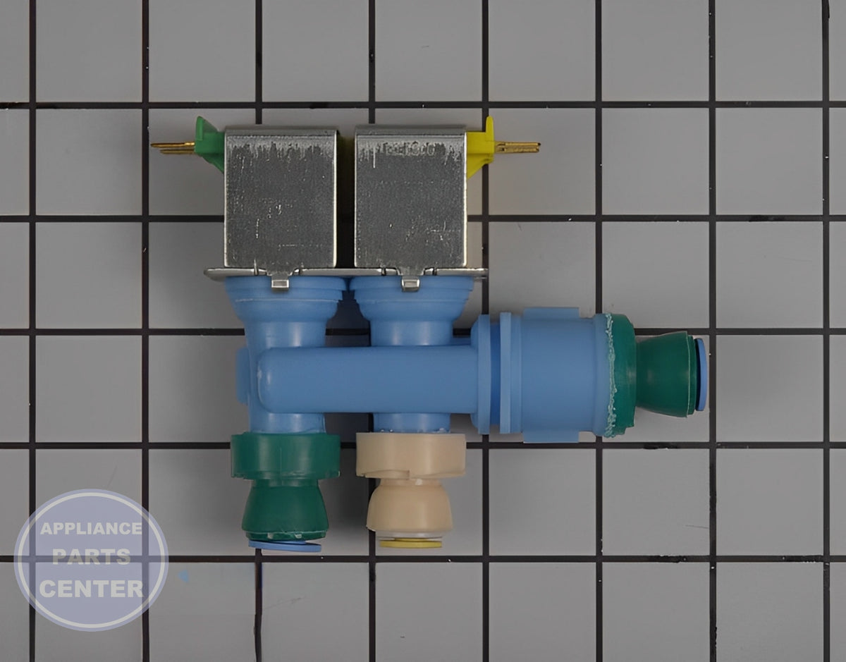WHIRLPOOL WATER INLET VALVE W11043013 - Side view with precise measurements for accurate water control
