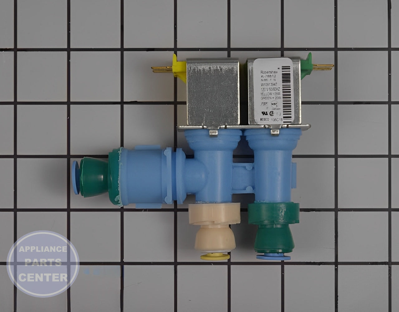 Whirlpool Water Inlet Valve W11043013 - Main view showing the valve & float assembly for Whirlpool refrigerators