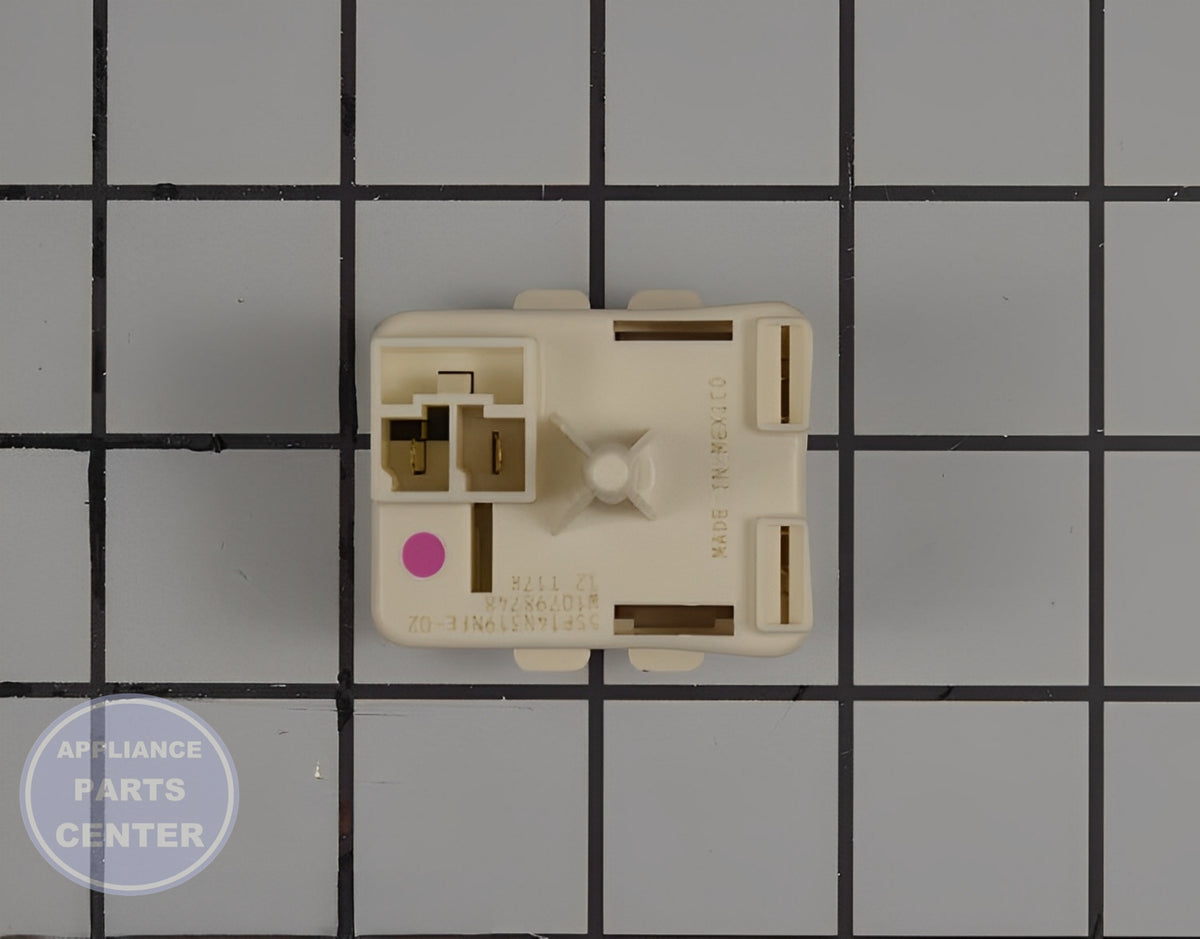 WHIRLPOOL START DEVICE W11092533 - Side view with precise measurements