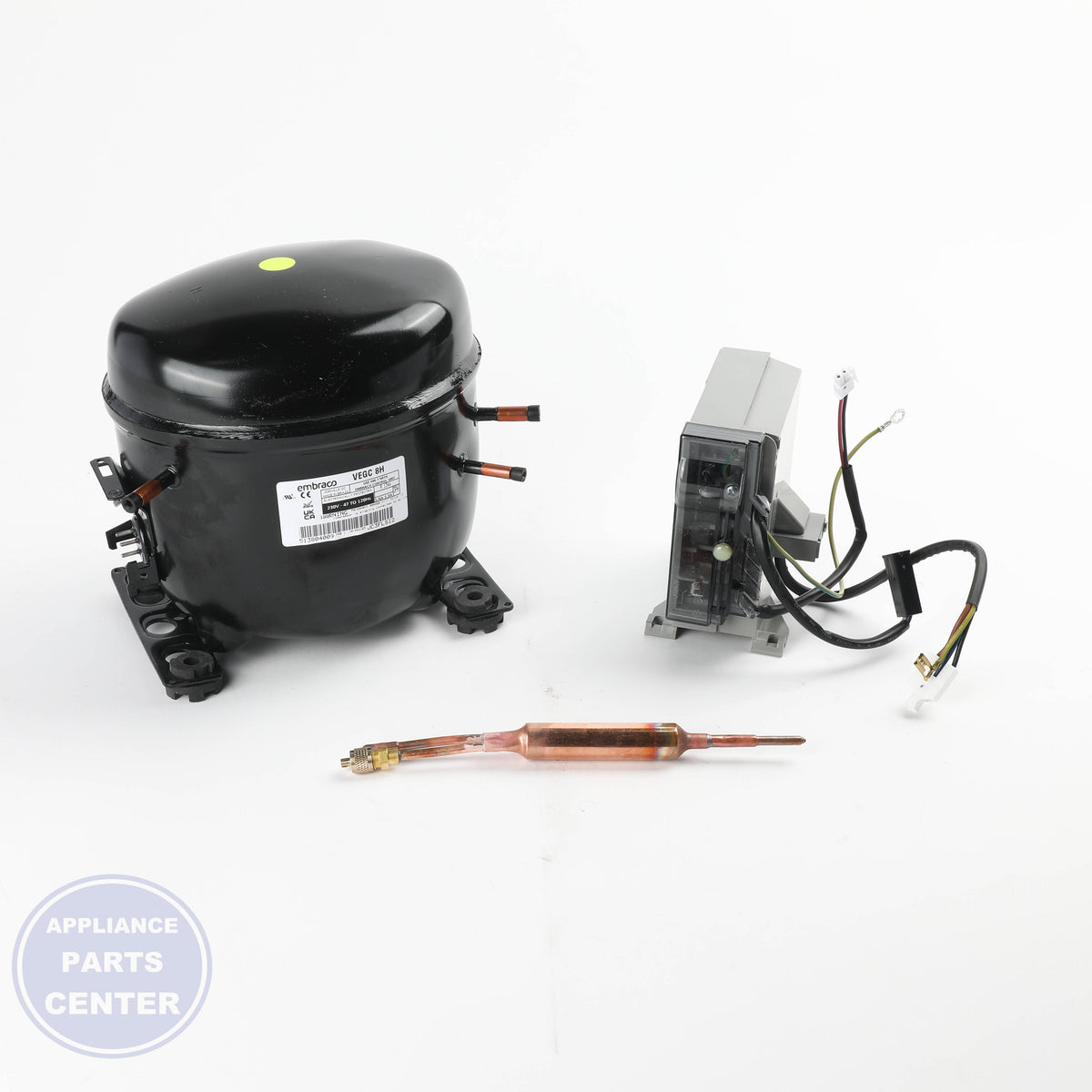 COMPRESSOR W11103181 - Side view with precise measurements
