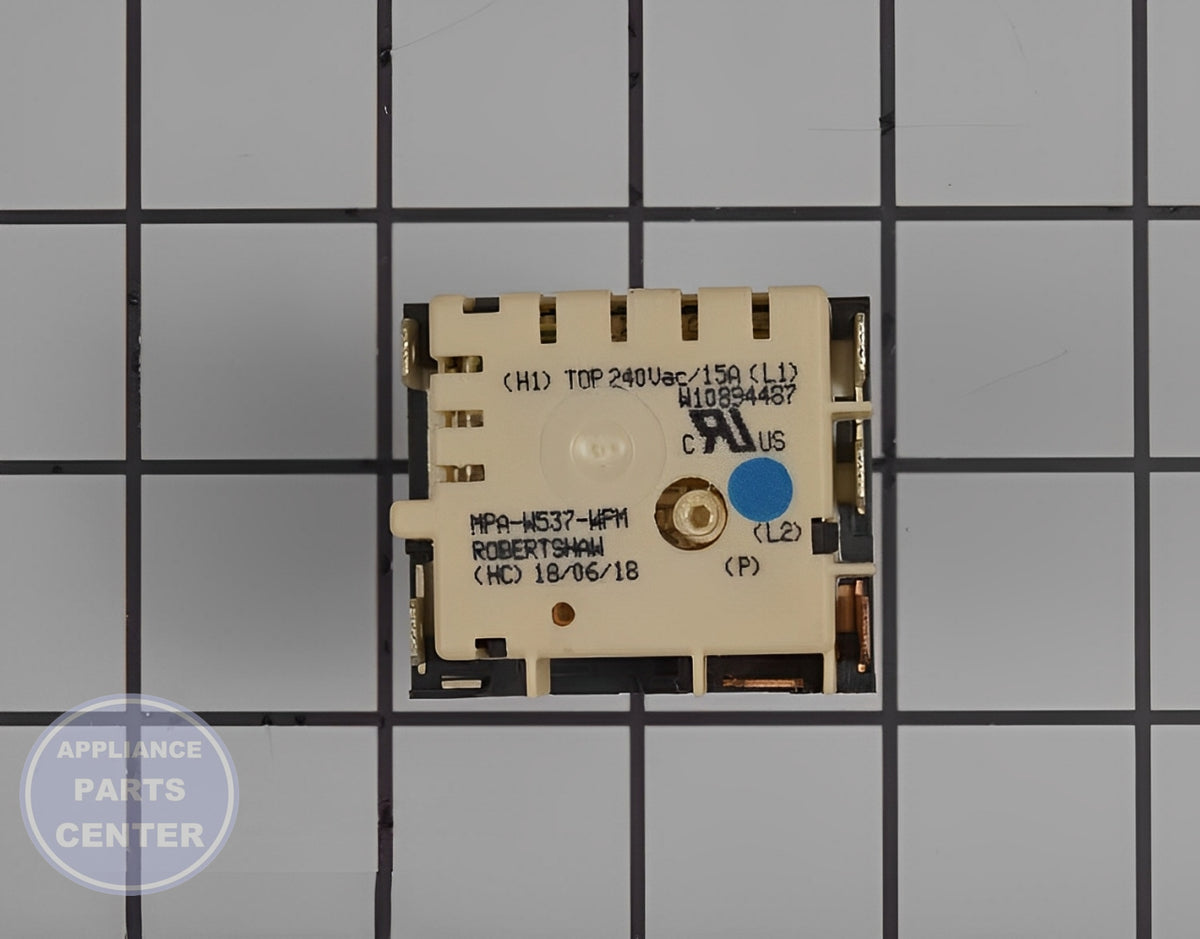 WHIRLPOOL INFINITE SWITCH W11120795 - Installation in WPL Range/Stove/Oven model showing mounting points