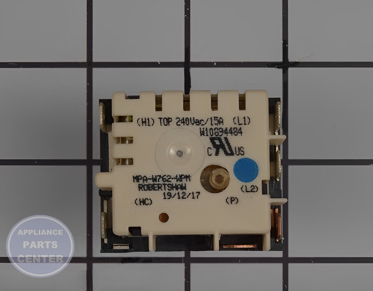 WHIRLPOOL INFINITE SWITCH W11121639 - Installation in Range showing key mounting points