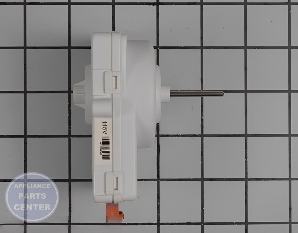 WHIRLPOOL REFRIGERATOR CONDENSER MOTOR W11127829 - Side view with precise measurements