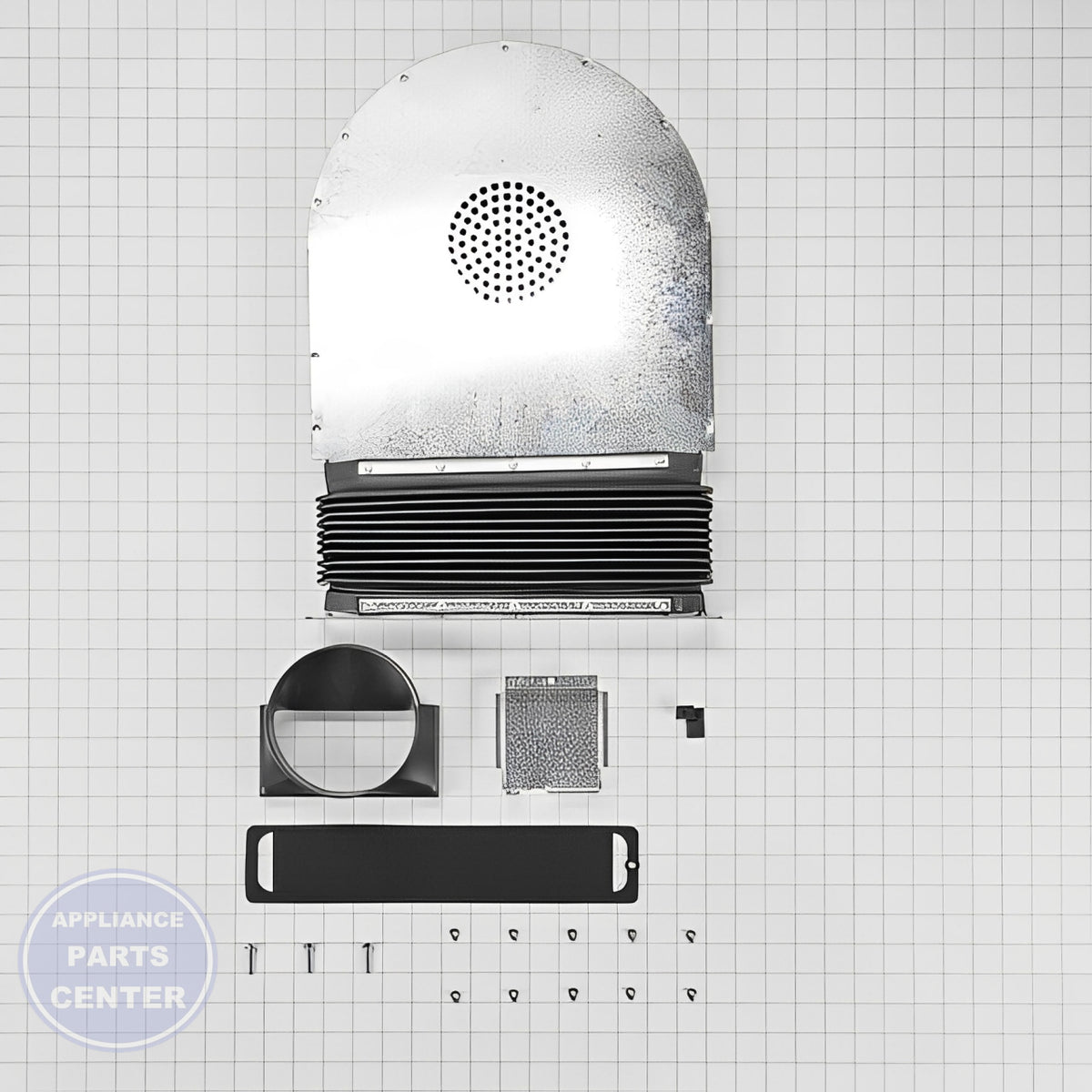 WHIRLPOOL SCROLL-FAN W11129407 - Installation in specific model showing key mounting points