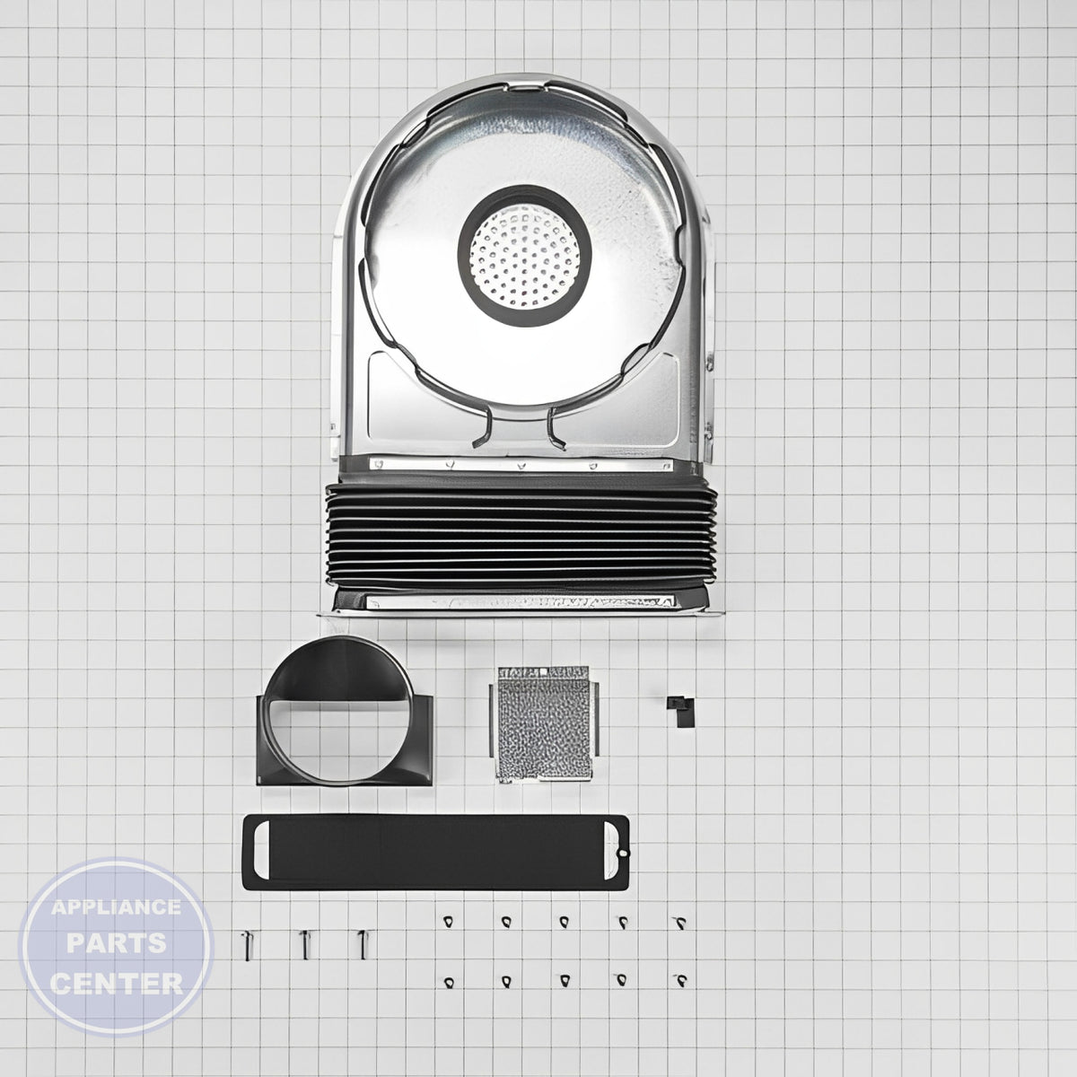 WHIRLPOOL SCROLL-FAN W11129407 - Installation in specific model showing key mounting points