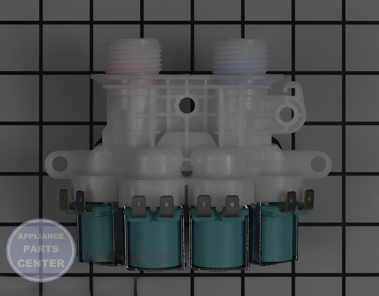 WHIRLPOOL WASHER WATER INLET VALVE W11165546 - Side view with precise specifications