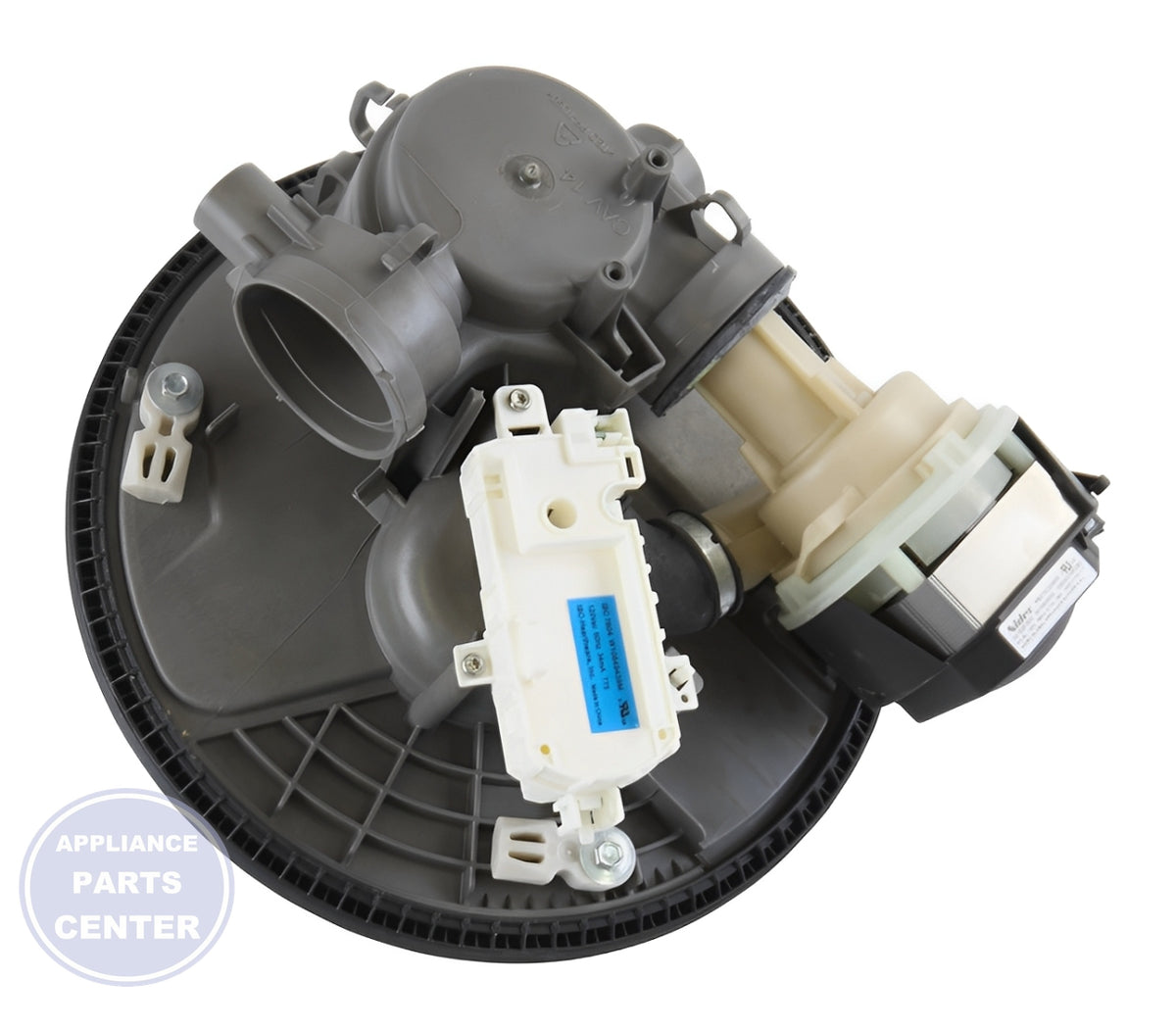 WHIRLPOOL DISHWASHER PUMP AND MOTOR W11178672 - Installation in specific model showcasing key mounting points