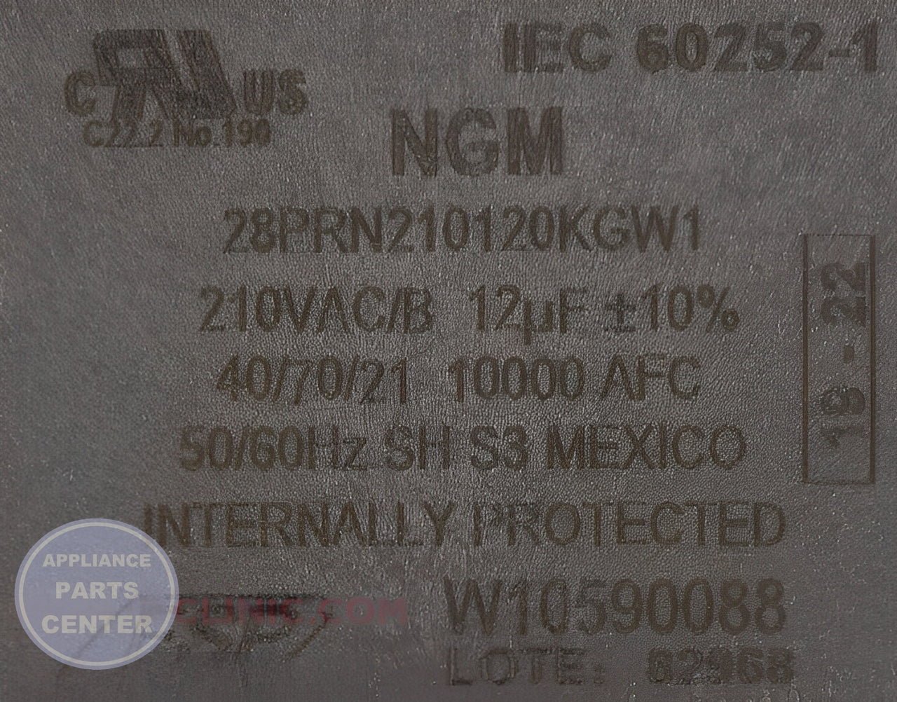 Maytag Run Capacitor W11179313 - Installation in Maytag model showing mounting points