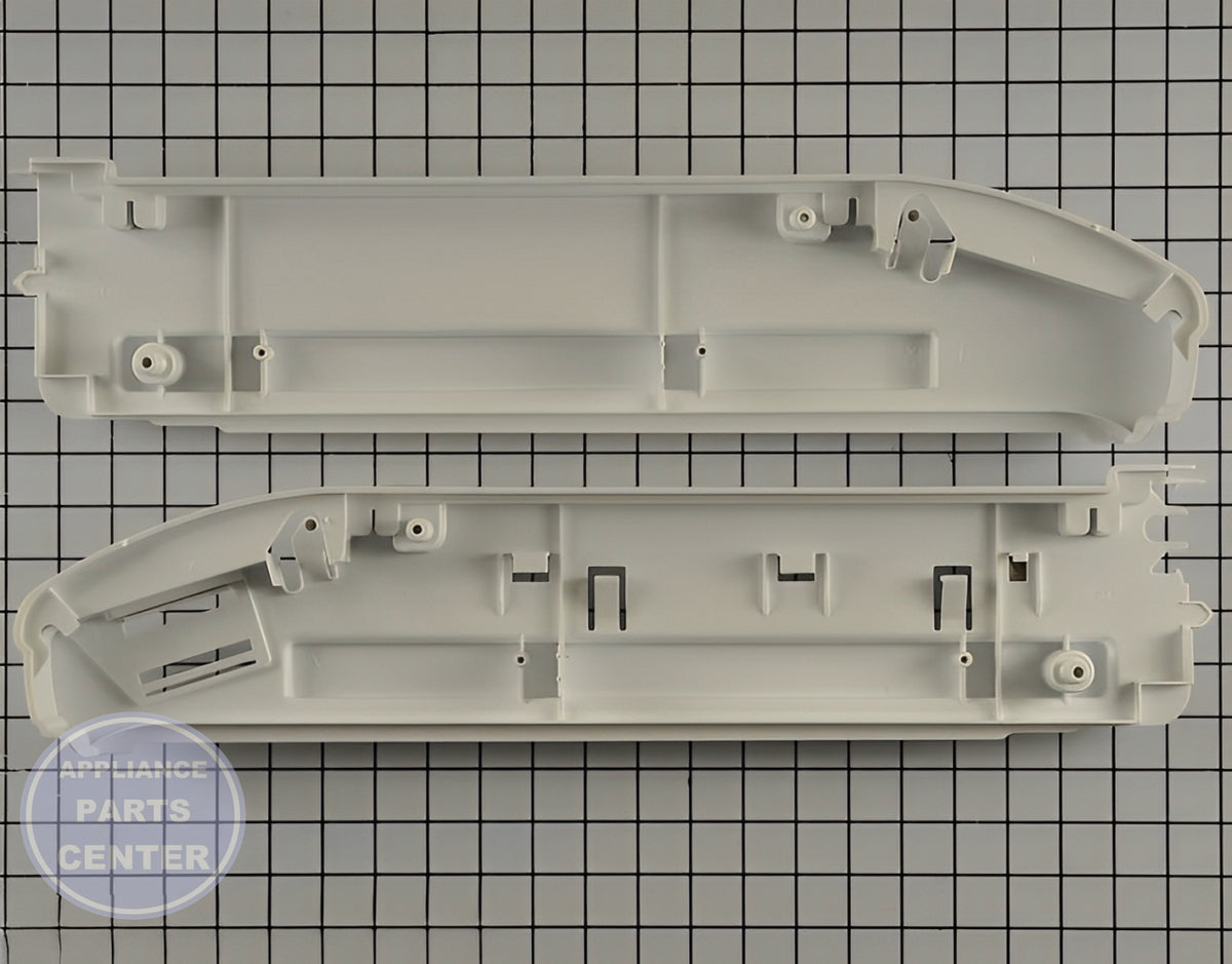WHIRLPOOL REFRIGERATOR DRAWER SLIDE RAIL ENDCAP KIT W11197396 - Side view with precise measurements