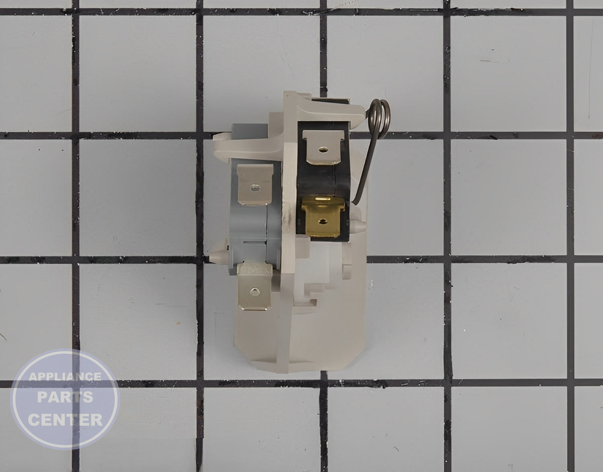 WHIRLPOOL DOOR SWITCH W11197766 - Side view with precise measurements