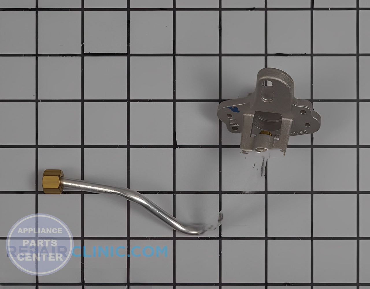 Maytag Surface Burner Orifice Holder W11234417 - Main view showing secure gas flow for Maytag, Whirlpool, KitchenAid, Ikea models