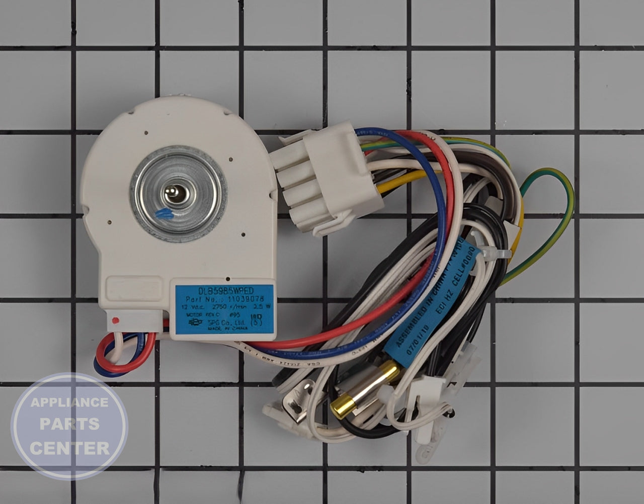 WHIRLPOOL REFRIGERATOR EVAPORATOR MOTOR W11249952 - Main view showing efficient airflow for Whirlpool models