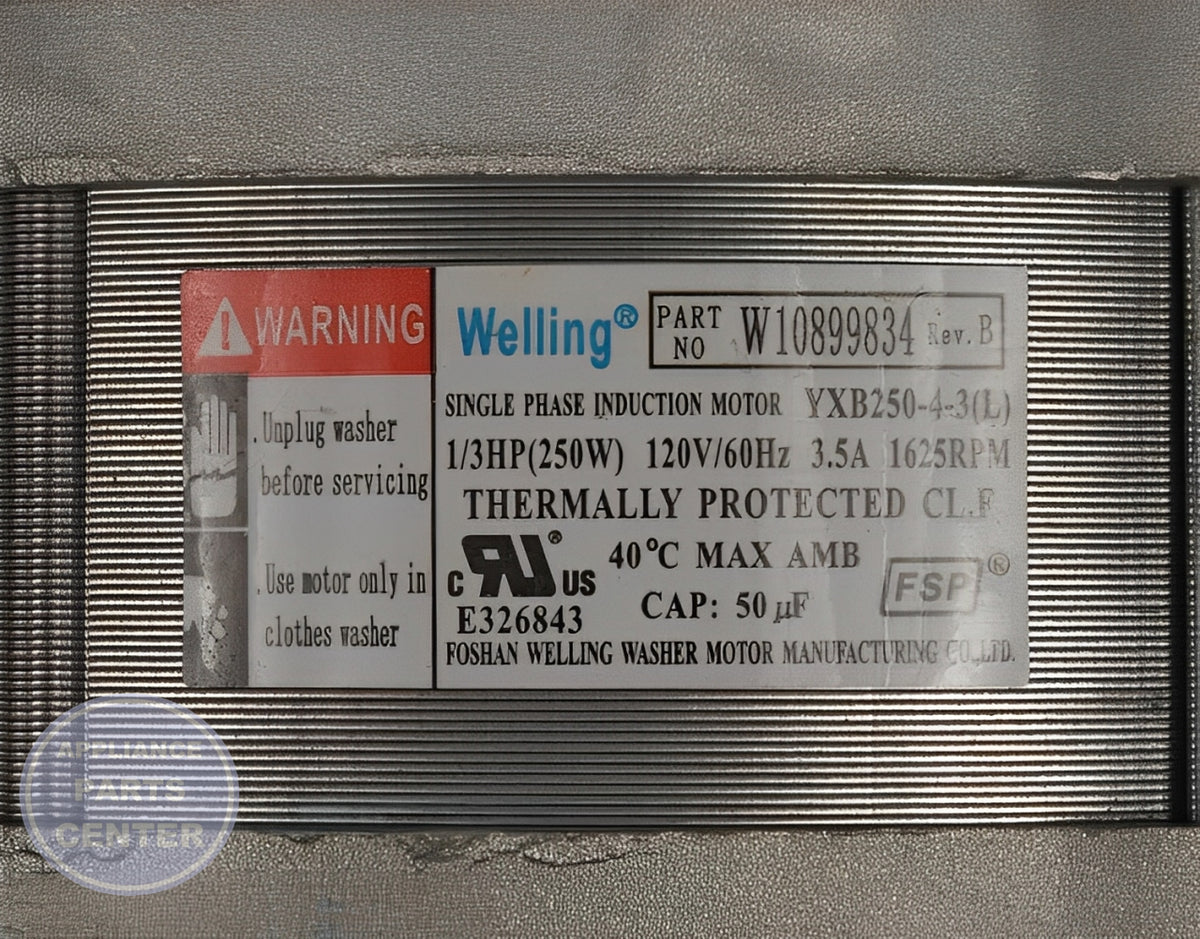 WHIRLPOOL DRIVE MOTOR W11283592 - Side view with heavy load support