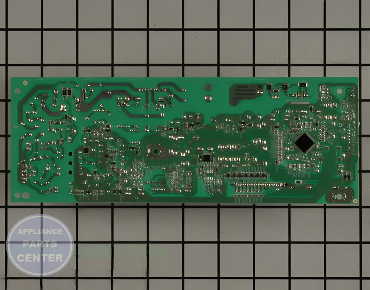 WHIRLPOOL MICROWAVE ELECTRONIC CONTROL BOARD W11342846 - Detailed view of circuit board and timer details