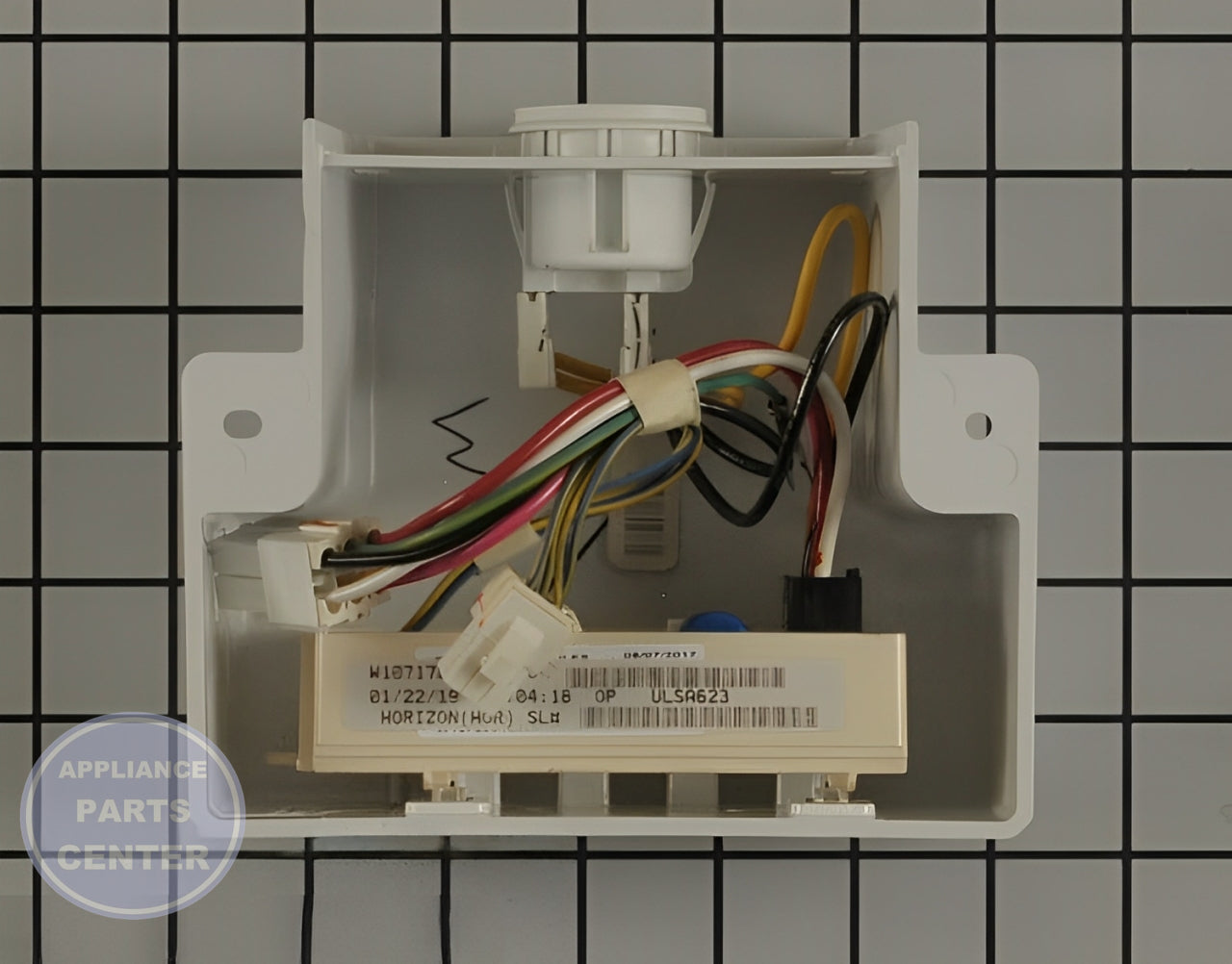 WHIRLPOOL REFRIGERATOR ELECTRONIC CONTROL BOARD W11382527 - Side view with precise technical specs