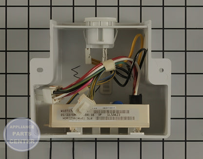 WHIRLPOOL REFRIGERATOR ELECTRONIC CONTROL BOARD W11382527 - Side view with precise technical specs