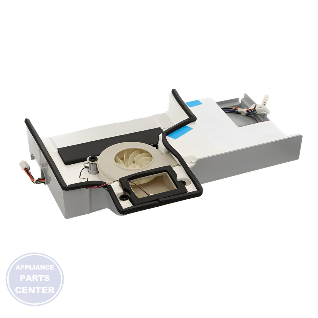 WHIRLPOOL EVAPORATOR FAN MOTOR W11395558 - Installation in Whirlpool model showing key mounting points