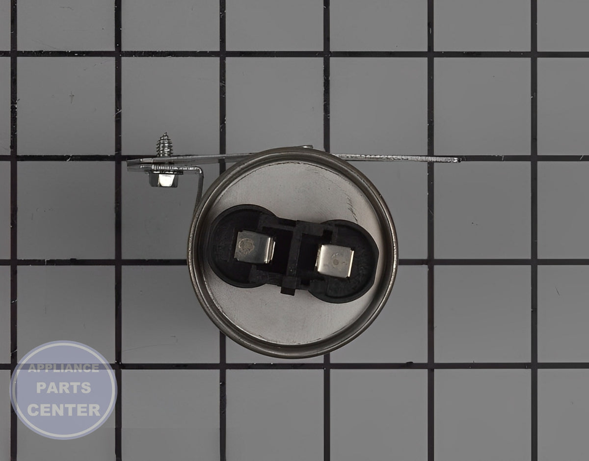 WHIRLPOOL WASHER CAPACITOR W11395618 - Side view with precise specifications