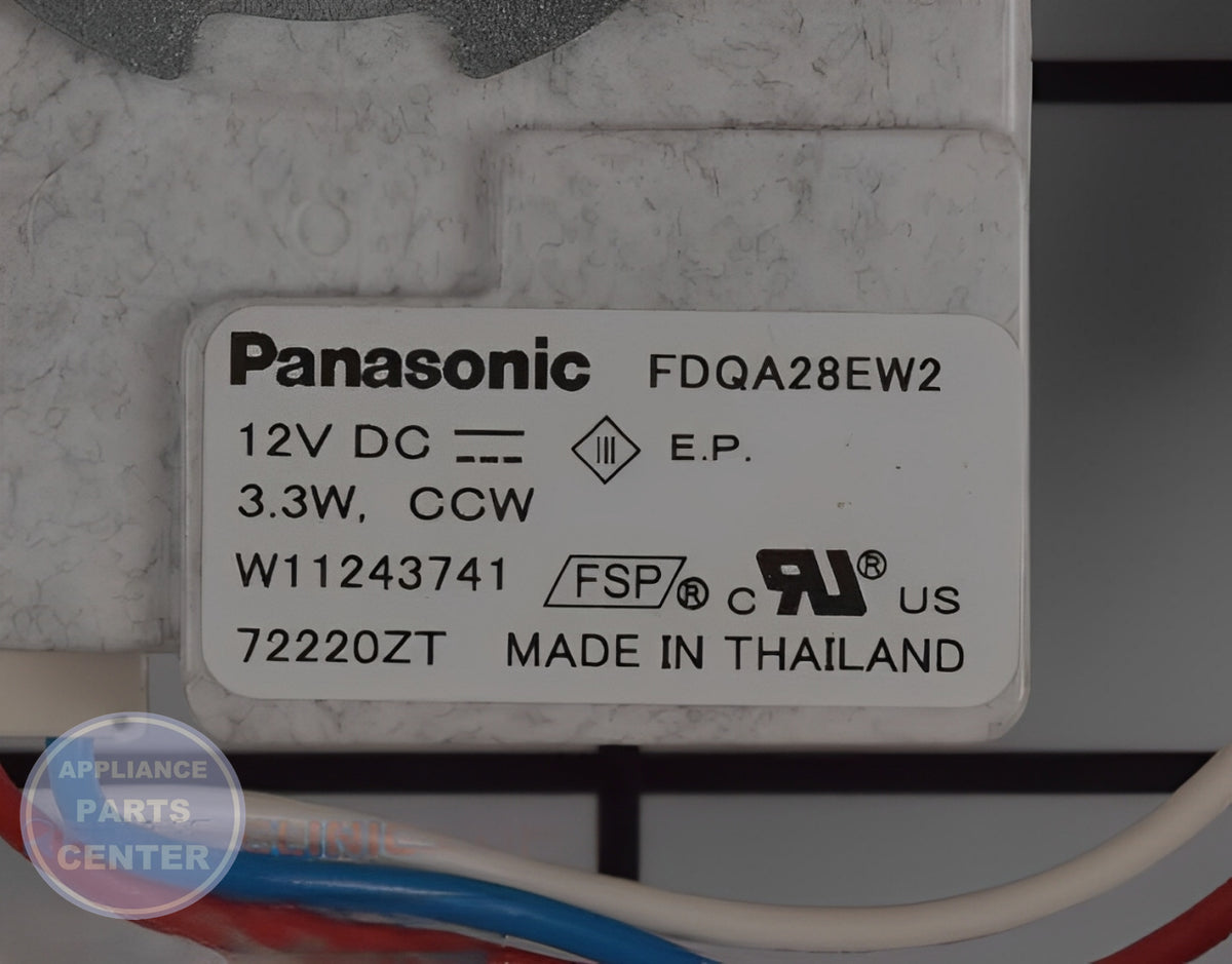 Refrigerator Evaporator Motor W11396715 - Side view with precise measurements