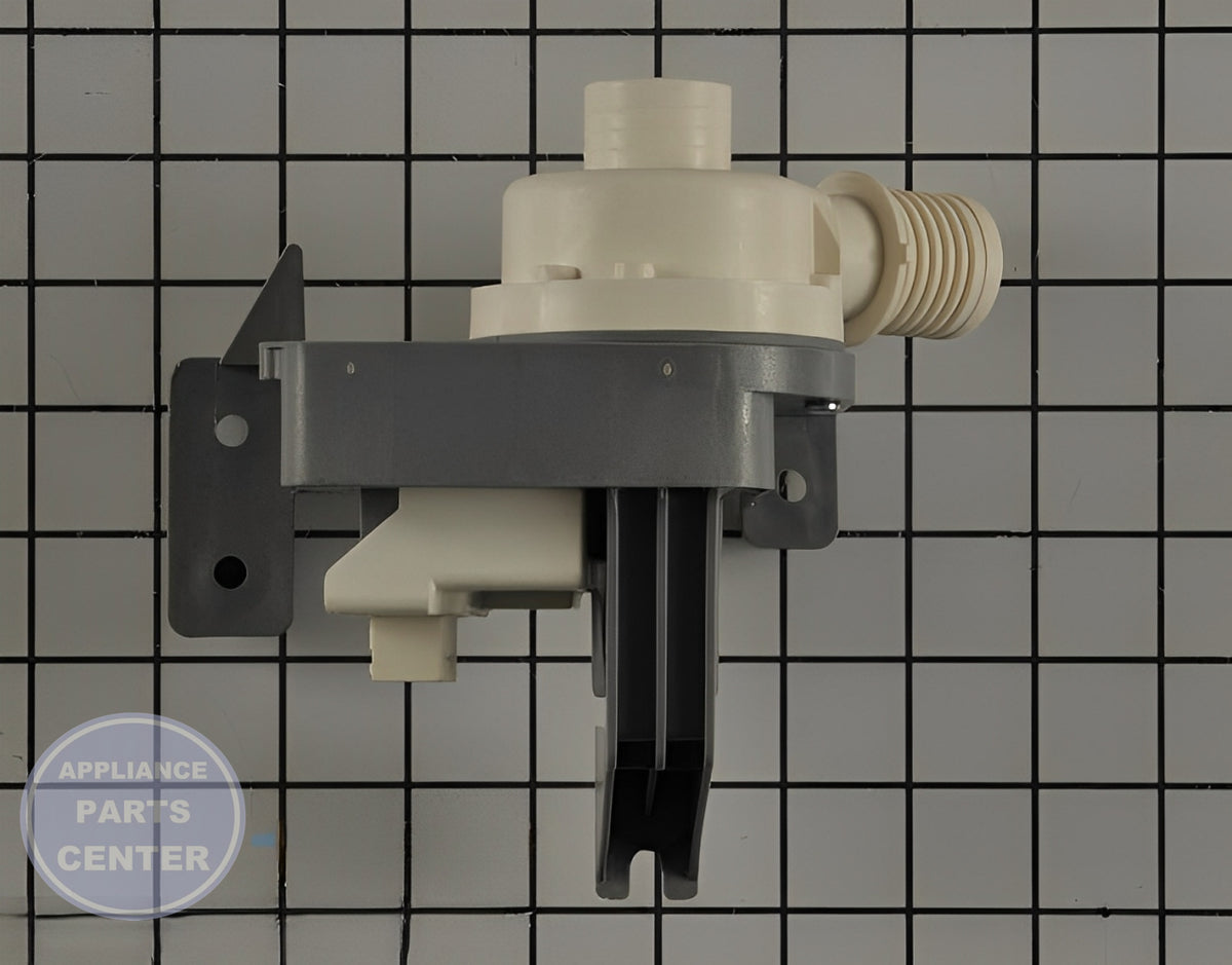 WHIRLPOOL WATER PUMP W11396717 - Side view with precise measurements