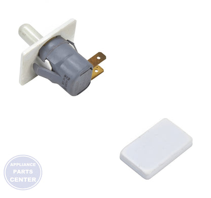 WHIRLPOOL DOOR SWITCH W11439253 - Side view with dimensions and specs