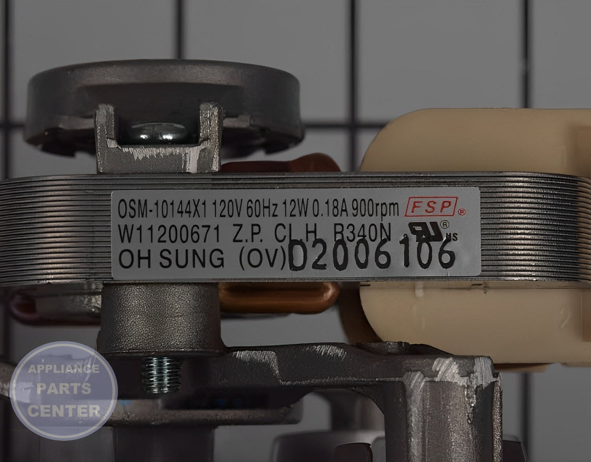 WHIRLPOOL CONVICTION FAN W11441001 - Detailed view of motor technical details