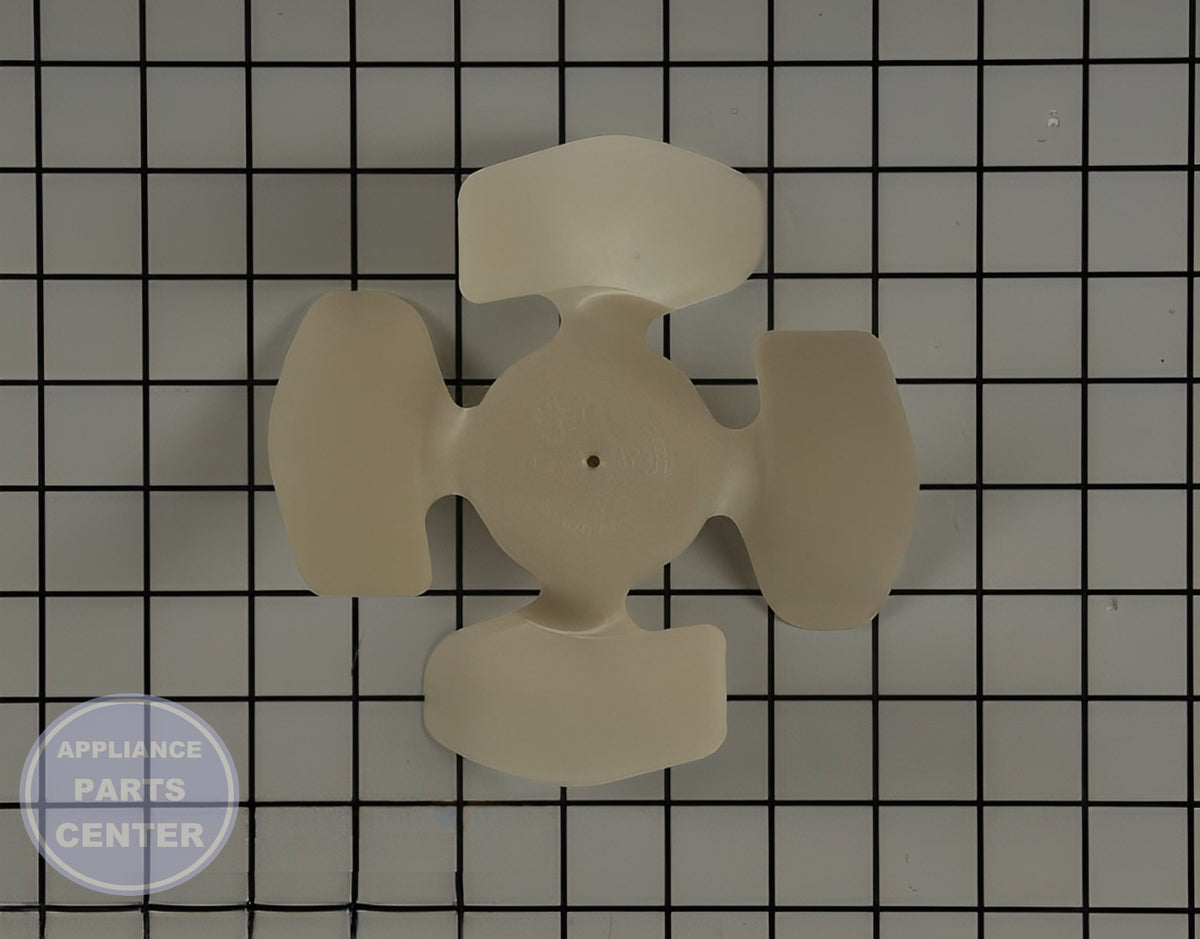 WHIRLPOOL REFRIGERATOR FAN BLADE W11458267 - Detailed view of blower wheel and fan blade