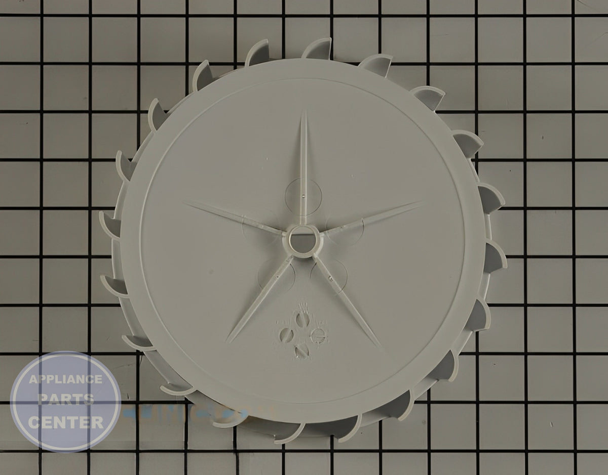 WHIRLPOOL BLOWER WHEEL W11497304 - Side view with precise measurements