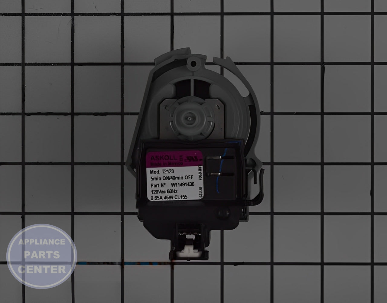 WHIRLPOOL DRAIN PUMP W11497943 - Main view showing efficient water drainage for WPL Dishwasher models