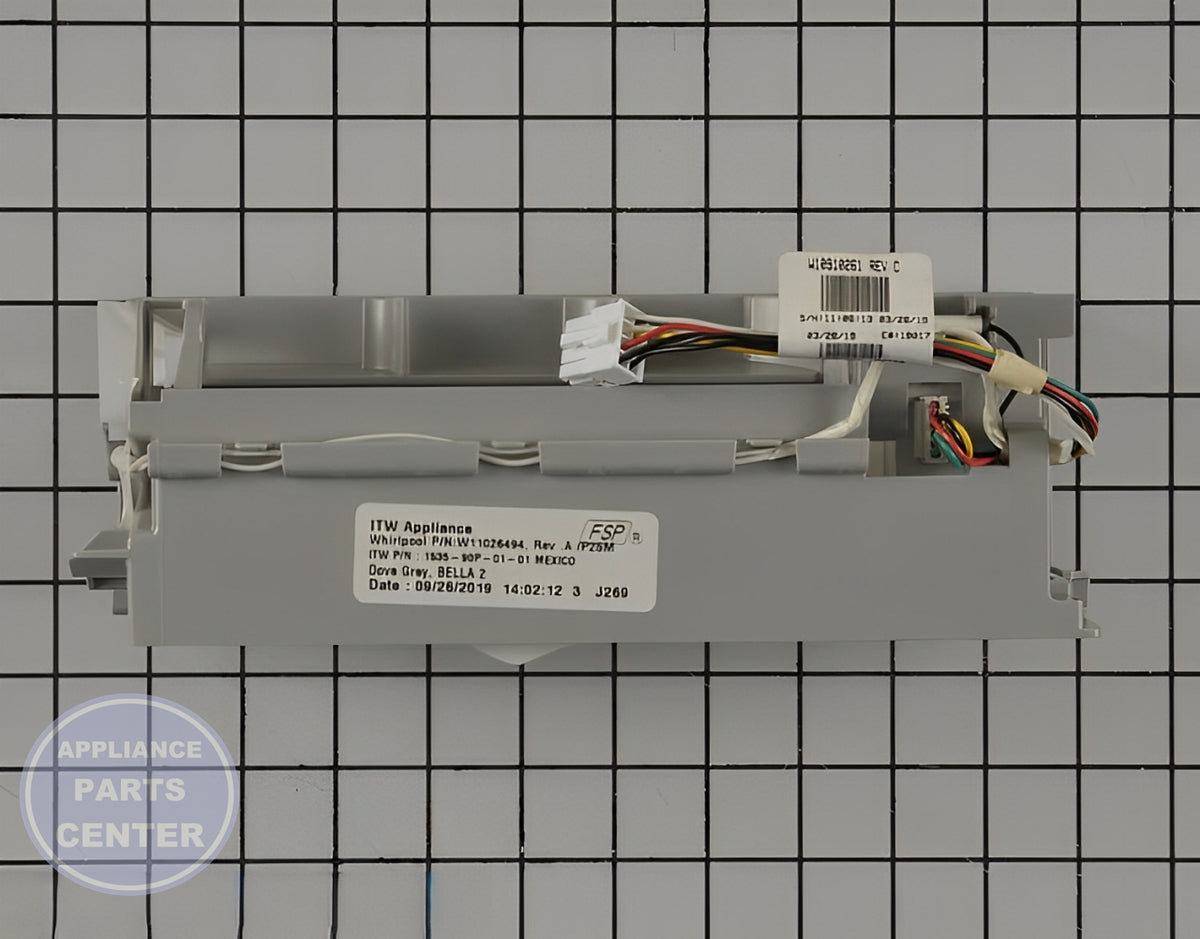 WHIRLPOOL REFRIGERATOR ICEMAKER W11557001 - Installation in W11026494 showing key mounting points