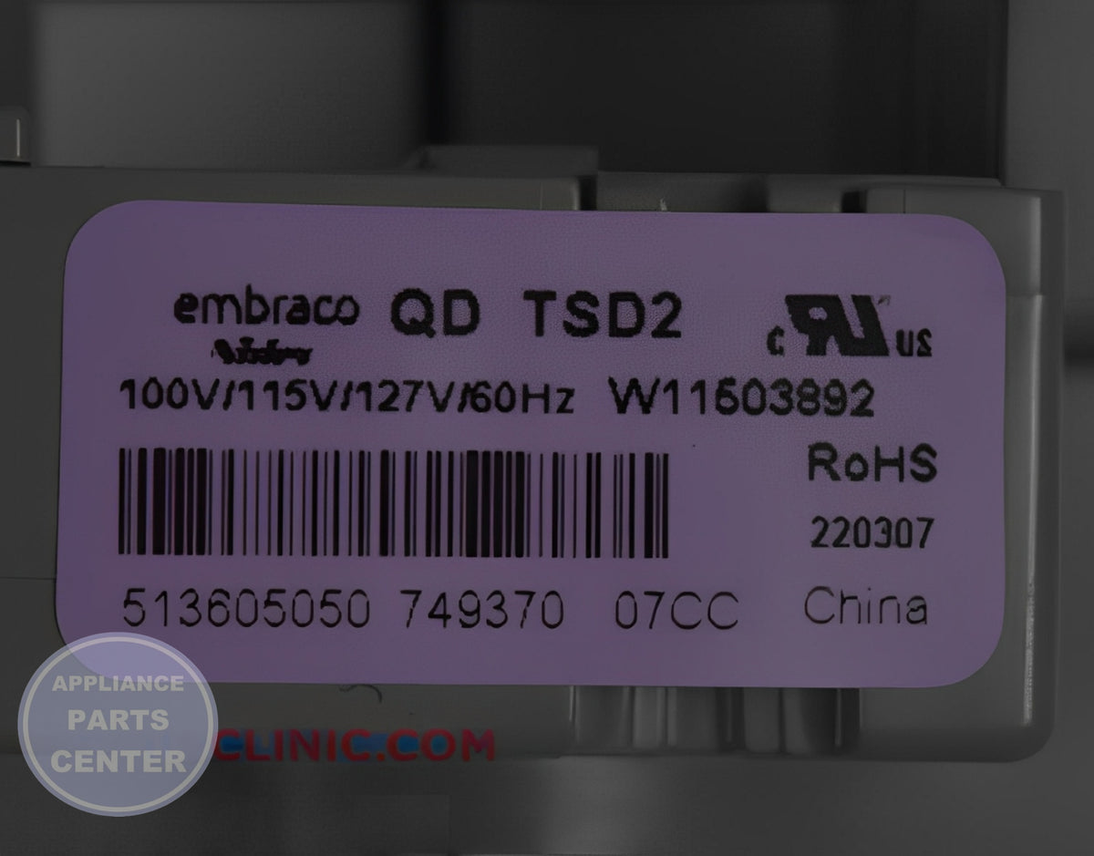 Whirlpool Start Device W11561262 - Installation in KitchenAid model showing key mounting points