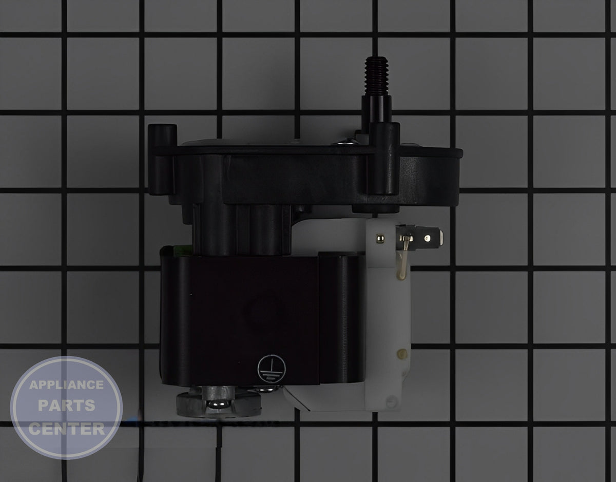 WHIRLPOOL REFRIGERATOR ICE AUGER MOTOR W11671282 - Side view with precise measurements and specs