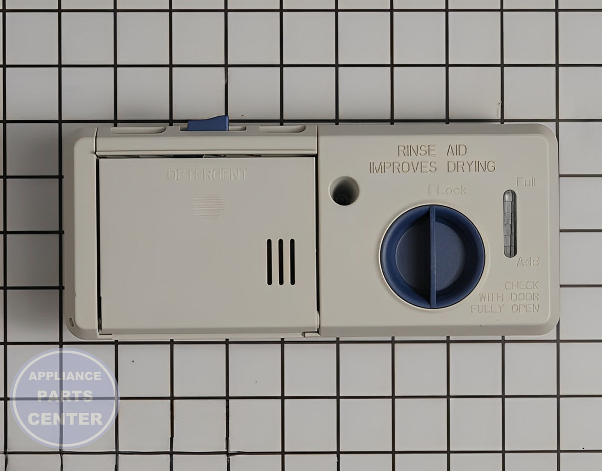 WHIRLPOOL DISPENSER W11705150 - Main view showing reliable detergent dispensing for Whirlpool dishwasher models