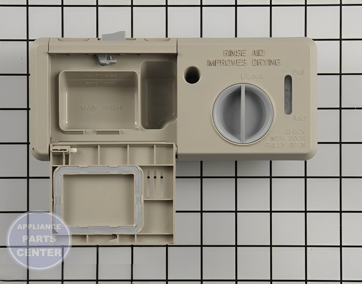 WHIRLPOOL DISPENSER W11705151 - Side view with precise dimensions and specifications