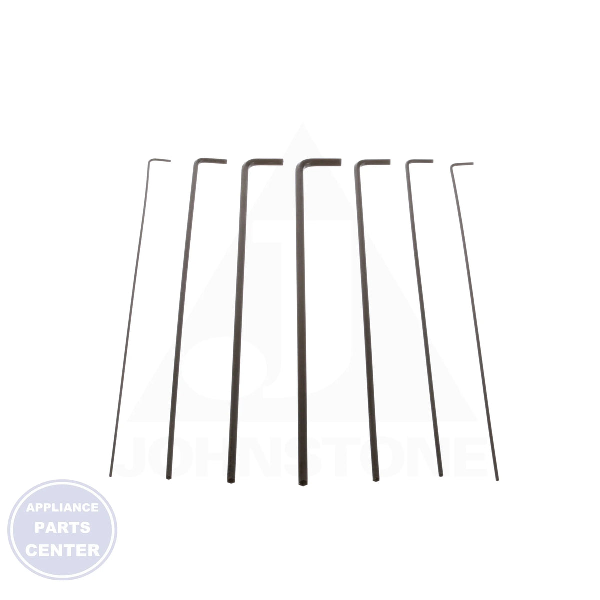 7-Piece 12" Long Arm Hex Key Set - Side view with precise measurements