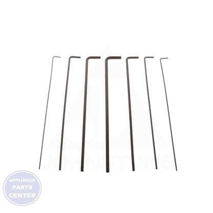 7-Piece 12" Long Arm Hex Key Set - Side view with precise measurements