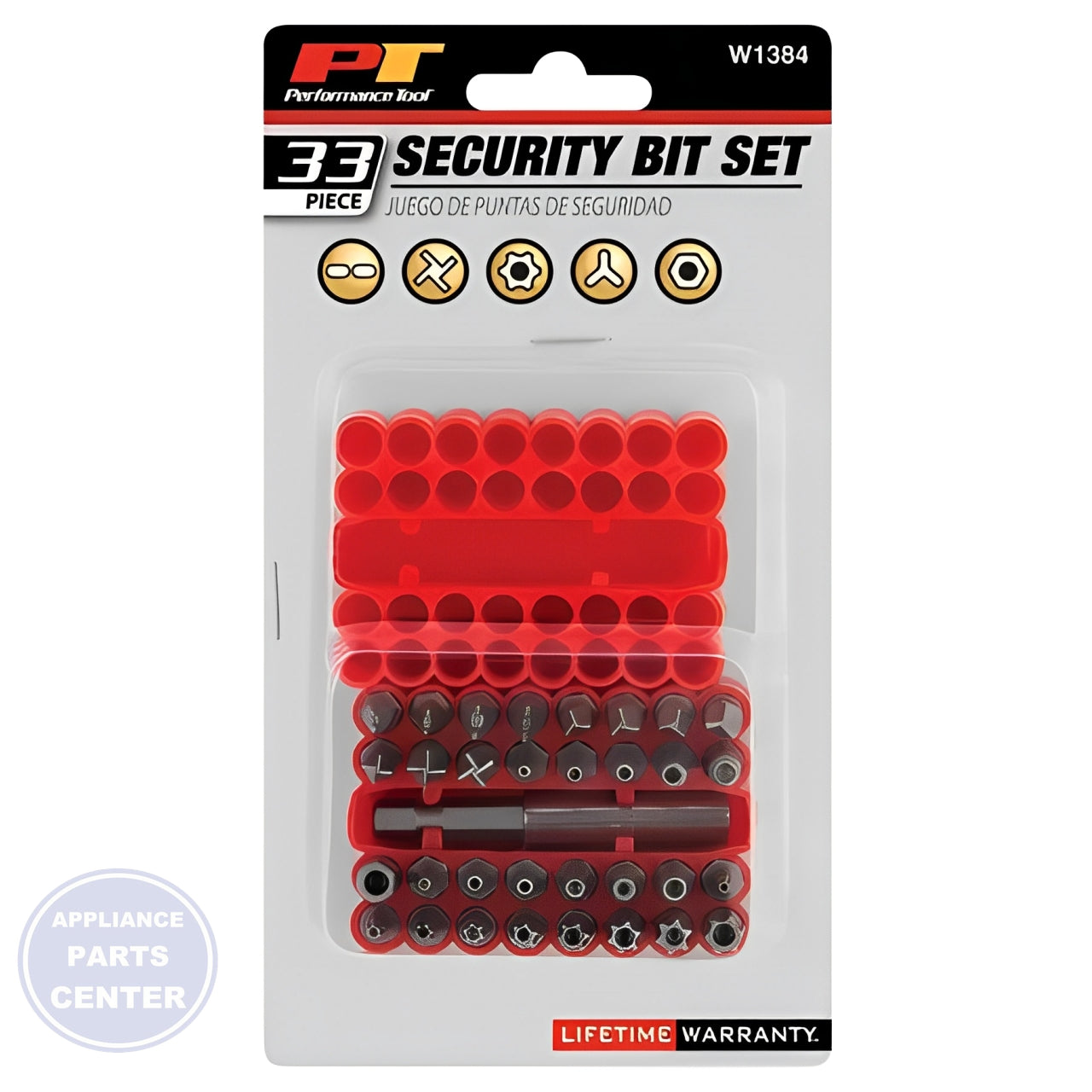 [PERFORMANCE TOOL] [33-PIECE SECURITY BIT SET] [W1384] - Main view showing variety for [Brand 1 Model X]