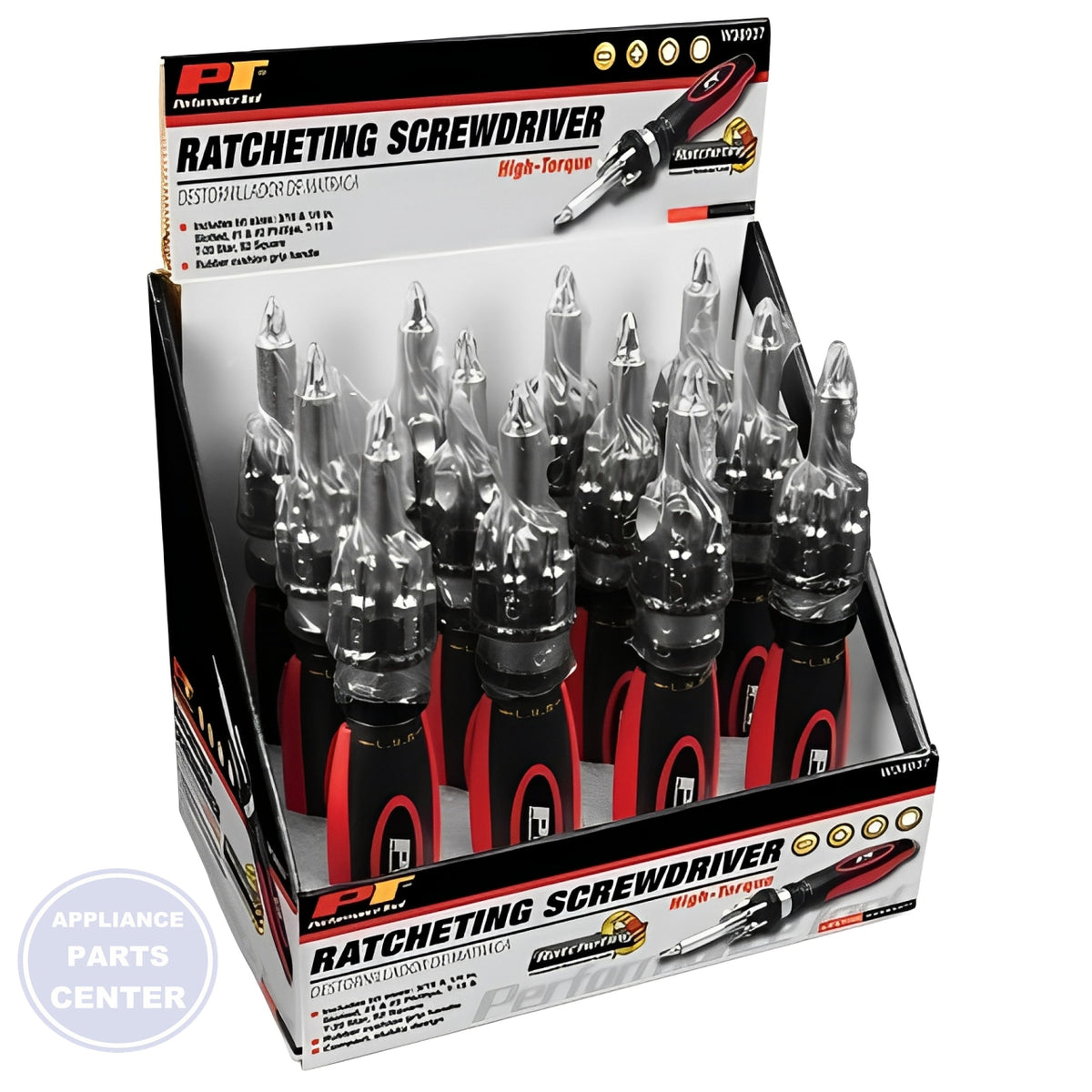 PERFORMANCE TOOL HIGH TORQUE RATCHET SCREWDRIVER W38937 - Main view showing high torque capacity for various models