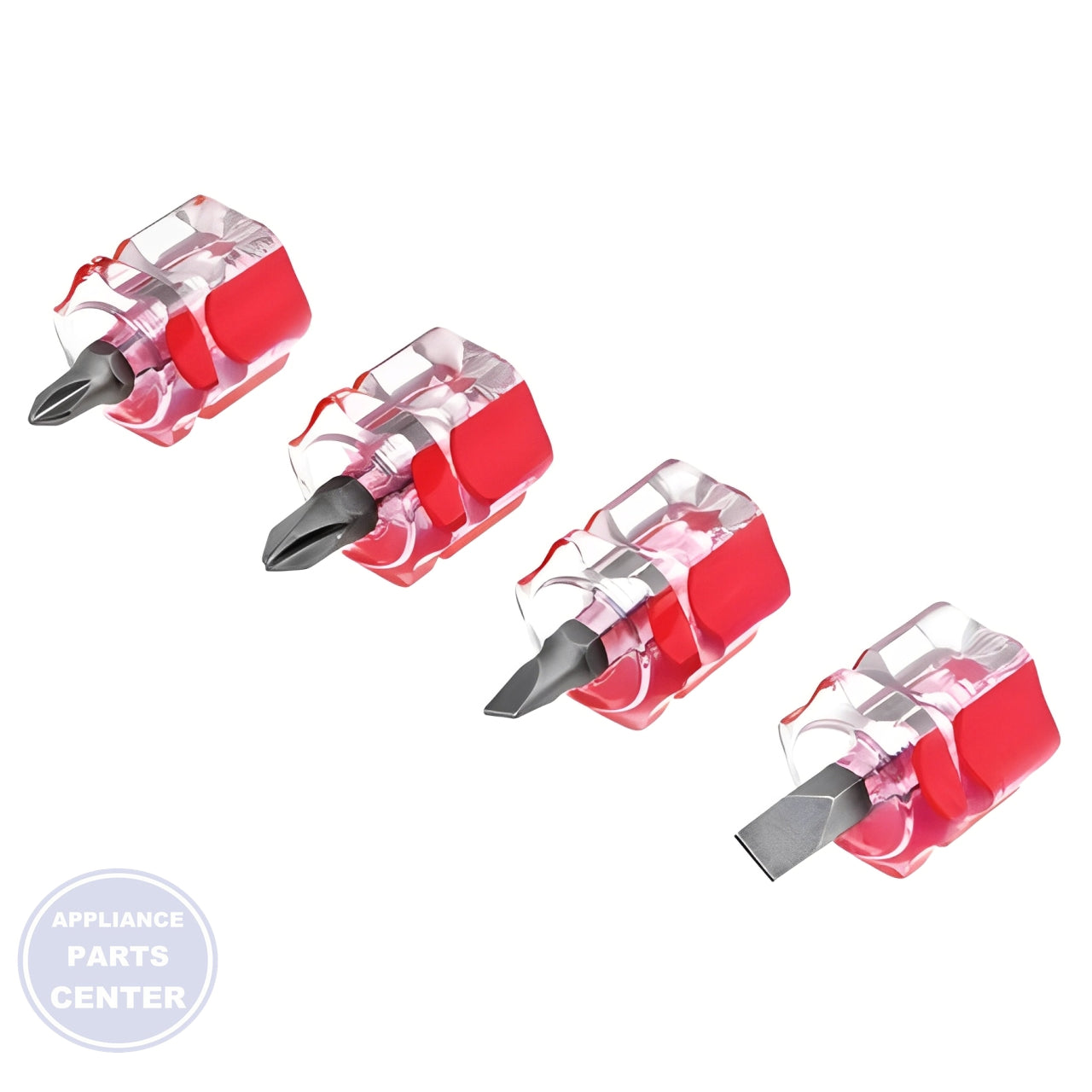 PERFORMANCE TOOL 4PC MINI STUBBY SCREWDRIVER SET W80004 - Main view showing ergonomic grip for various PTI models