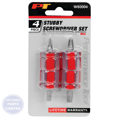 4PC MINI STUBBY SCREWDRIVER SET W80004 - Detailed view of sturdy construction