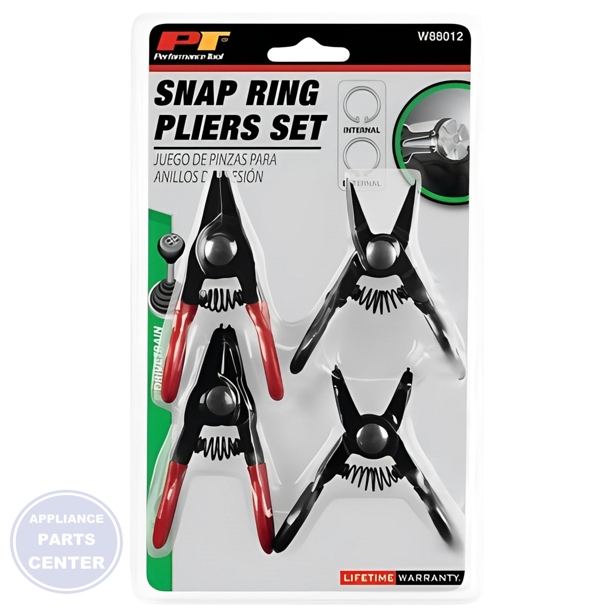 SNAP RING PLIER SET 4PCS W88012 - Side view with ergonomic handle design