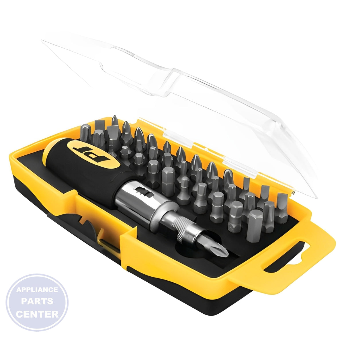 PERFORMANCE TOOL 38PC RATCHET SCREWDRIVER SET W9159 - Detailed view of ratchet mechanism for quick adjustments