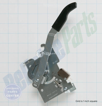 LATCH ASSEMBLY WB02K10140 - Side view with precise measurements