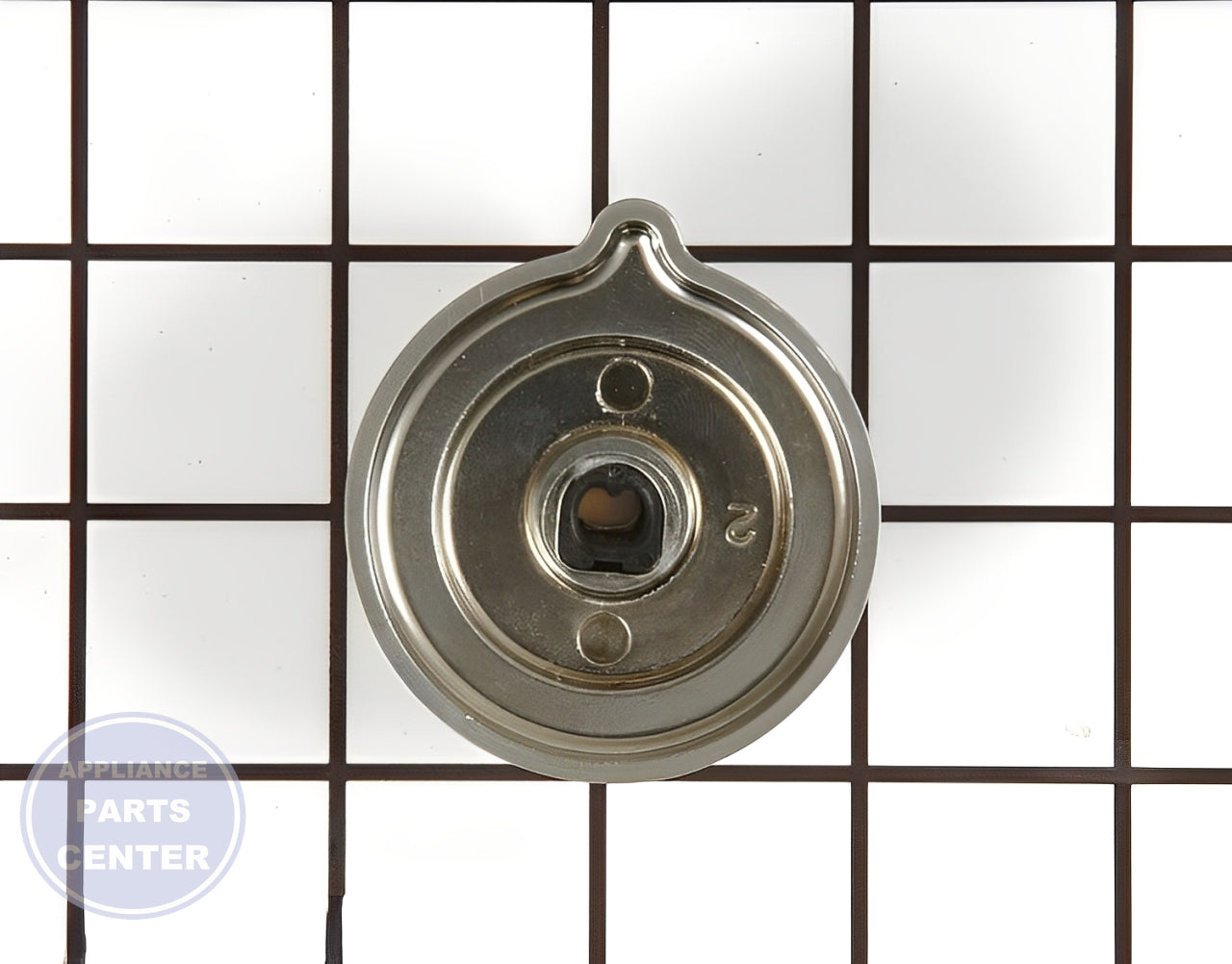 RANGE TRI-CHROME-PLATED KNOB (STAINLESS) - Side view with precise measurements